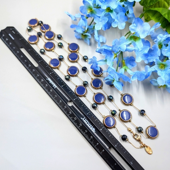 Charming Charlie Signed Extra Long 40" Genuine Crystal Station Necklace - Picture 4 of 4